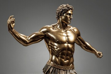 Fototapeta premium Human perfect body Ancient male statue. Head and shoulders detail of the ancient sculpture