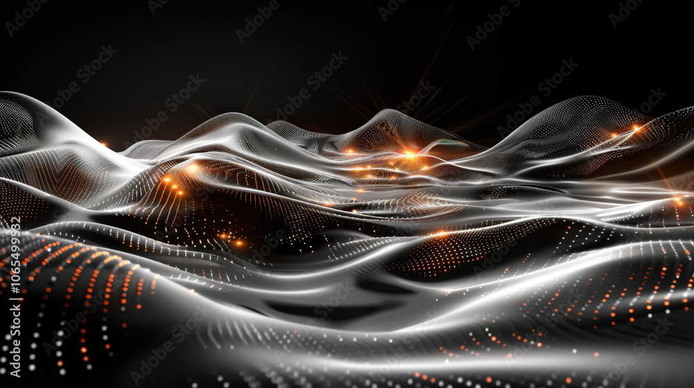 Aufkleber smoothly flowing dots in wave motion create mesmerizing visual effect, showcasing blend of light and