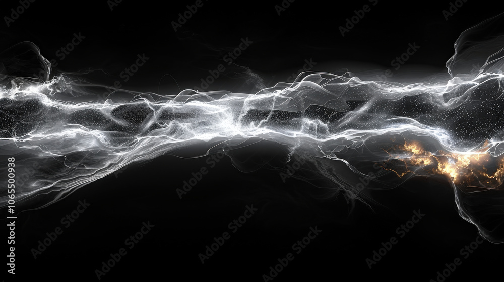 Aufkleber mesmerizing stream of particles flows in dynamic dot formation, creating ethereal visual effect agai