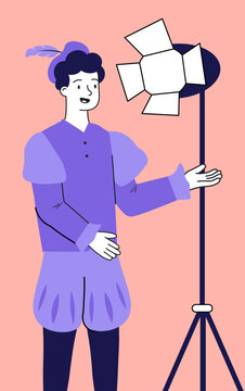 purple actor under spotlight on stage clip art preview
