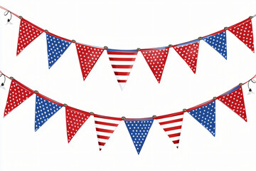 Obraz premium red white and blue triangle american flag bunting arranged in semicircle