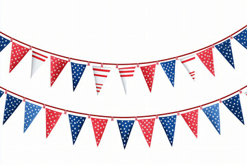 Obraz premium red white and blue triangle american flag bunting arranged in semicircle