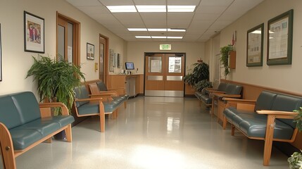 Fototapeta premium A hospital surgical waiting area, providing a comfortable space 
