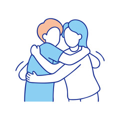 friends hugging vector art,  flat illustration friends hugging icon.