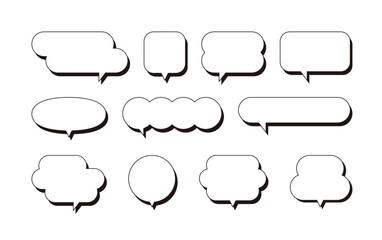 Obraz premium A set of simple and minimal empty speech bubble, speech, speak, chat, talk frames illustrations.
