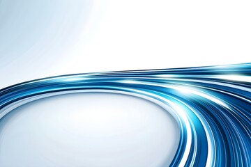 Elegant blue lines in motion across white background, representing speed, innovation, and smooth connectivity in tech and communication