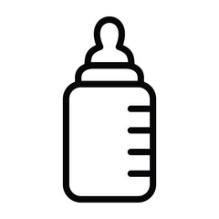Baby bottle icon in thin line style Vector illustration graphic design