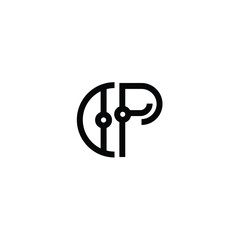 Obraz premium CP monogram logo design letter text name symbol monochrome logotype alphabet character simple logo