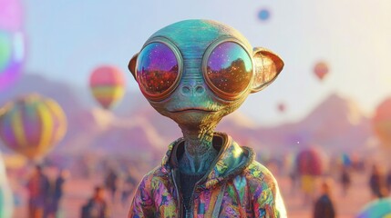 Vibrant portraits of aliens experiencing everyday life on earth  a sci fi journey of encounters