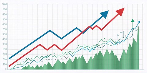 Obraz premium Dynamic Financial Growth Visualization Upward Trends and Global Insights V2