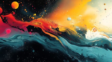 Explore vibrant abstract art inspired by cosmic themes