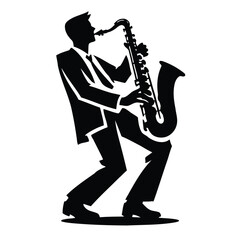 Naklejka premium Saxophonist Silhouette