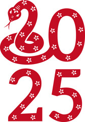Red Snake Illustration for Chinese New Year 2025.
Happy chinese new year 2025 year of the snake.
lunar new year.
traditional paper cut style.
Transparent Background .