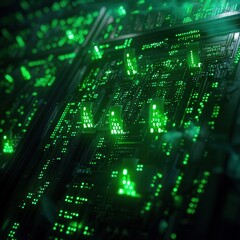 Fototapeta premium Explore the Intricate Patterns of Green Circuit Boards in Technology