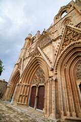 Obraz premium Rayonnant Gothic style st Nicholas cathedral, Lala Mustafa Pasha mosque Famagusta (Magosa) Cyprus 