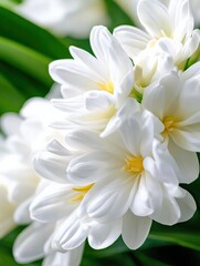 Obraz premium Delicate White Flowers Blooming in a Lush Green Setting
