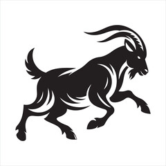 Obraz premium A goat silhouette on white background Free Vector