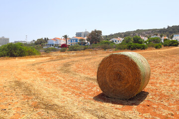 View of haystack in sunny summer day in Protaras, Cyprus