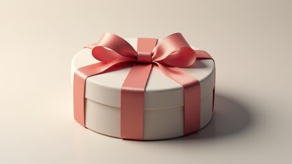 Obraz premium Elegant round gift box with a satin ribbon on top, perfect for seasonal or celebratory designs