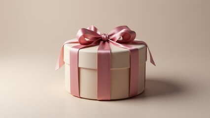 Obraz premium Round gift box with minimalist details and elegant textures, ideal for brand promotions