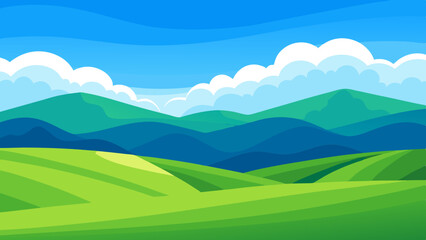 Obraz premium landscape with mountains and clouds vector illustration 