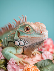 Fototapeta premium Whimsical Birthday Party for an Iguana