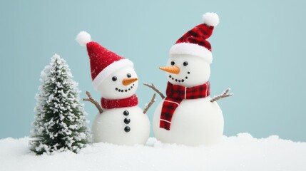 Cute snowman. Winter holiday theme.