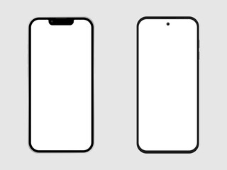 Smartphone Screens, Mobile Phone EPS 10, Template, Front View, Frame, Black, Minimalism, Mockup, Isolated, Vector Illustration