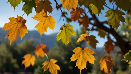 Obraz premium autumn leaves in the sky