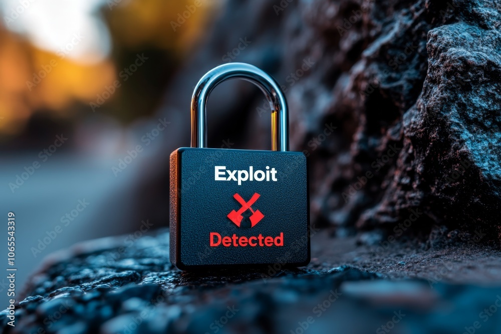 Poster security alert with â€œexploit detectedâ€ and lock icon, representing immediate response to zero-da
