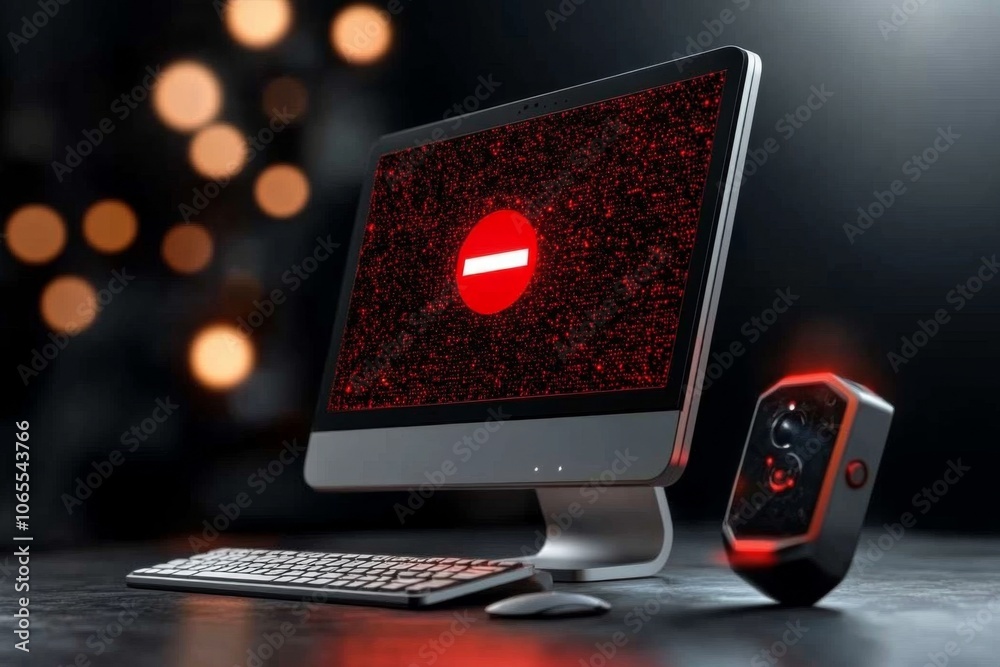 Aufkleber Simple icon of a computer screen with red alert symbol, representing the critical nature of zero-day exploits