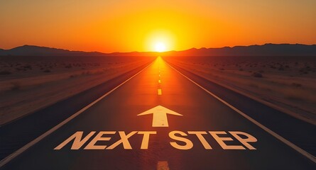 Next Step painted on a highway road 