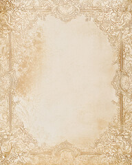 Antique blank parchment with ornate decorative border, ideal for invitations or announcements, showcasing vintage craftsmanship and elegance