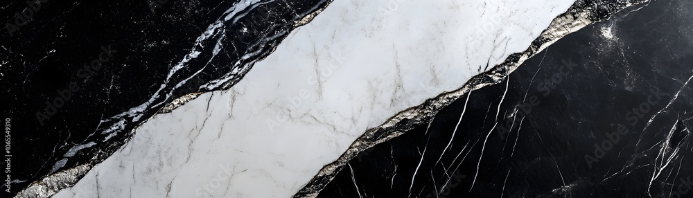 Wall mural Black and White Marble Slab with Veins