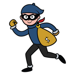 Obraz premium thief carrying a money bag icon on white background