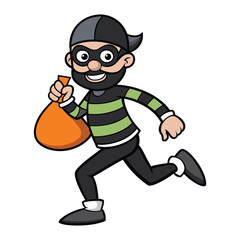 Naklejka premium thief carrying a money bag icon on white background