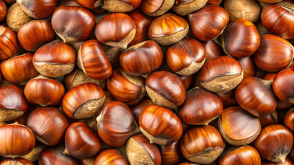 Obraz premium Seamless roasted chestnut texture, realistic detail, autumn harvest background