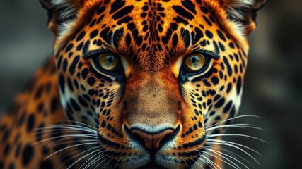 Obraz premium A Close-Up View of a Leopard's Intense Gaze, Capturing the Wild Beauty of Nature's Predator