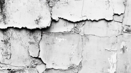 Obraz premium A close-up of a weathered, cracked white wall, showcasing texture and decay.