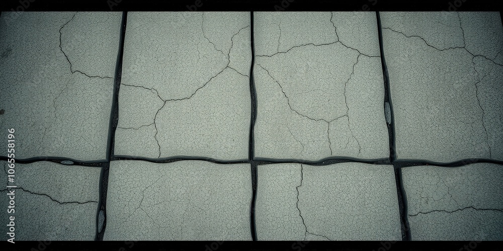 Wall mural a pattern of subtle cracks creates an intricate web across the surface of a weathered and faded gray