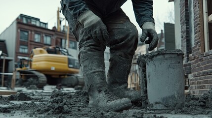 Detailed view of bricks being laid on an exterior wall with fresh mortar, showcasing precision and uniformity in construction.