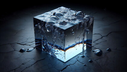 Fototapeta premium 3D Background , Water Magic cube, 4K, for banners, web design, technological concepts, music cover art, posters, and home decor.