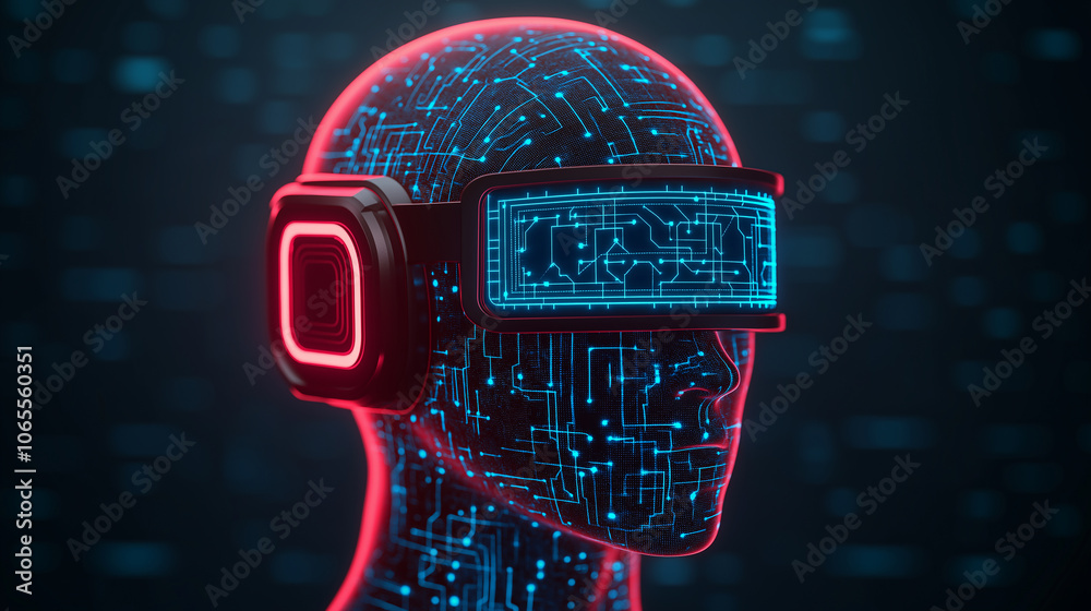 Poster artificial intelligence, , ai technology featuring a human head with interconnected neural networks 