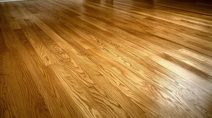 Elegant, empty room featuring smooth oak wood flooring with light streaming in, casting gentle shadows that emphasize the wood's natural beauty.