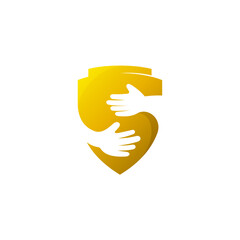 S logo, shield icon that looks like a hug, security logos