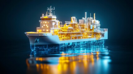 A futuristic ship design with glowing elements, representing advanced maritime technology.