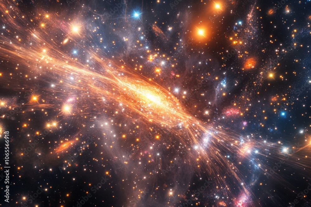 Poster a captivating cosmic scene of a dramatic and vibrant nebula surrounded by a multitude of twinkling s