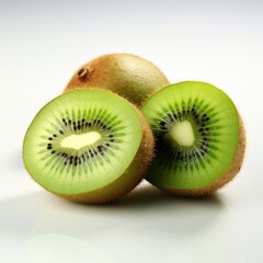 Fresh kiwi fruit isolated on white background with vibrant details