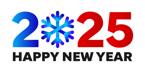 Happy new year banner. Text and snowflake