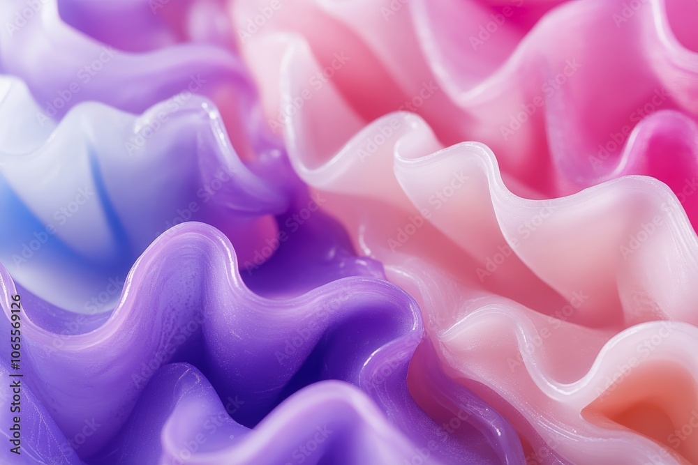 Poster this abstract image features close-up textures of wax in an array of purple, blue, and pink shades, 